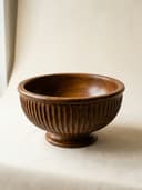 Fluted Iroko Pedestal Bowl