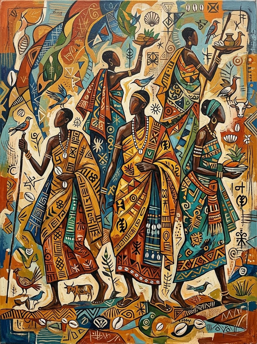 Harmattan Procession artwork in an editorial interior setting